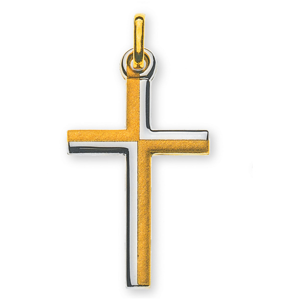 Kreuz Gelbgold 750 teilgesandelt/teilrhodiniert H: 20mm B: 13mm
