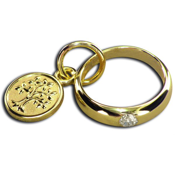 Taufring Gelbgold 750 mit Brillant H SI 0.03ct.