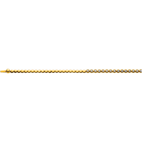 Collier Tennis Gelbgold 750 zargengefasst mit 54 Brillanten H SI 1.88ct. 45cm