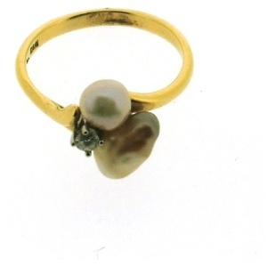 Ring 750 mit 2 Biwa + Brill