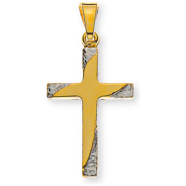 Kreuz Gelbgold 750, teilrhodiniert, H: 18mm B: 12mm