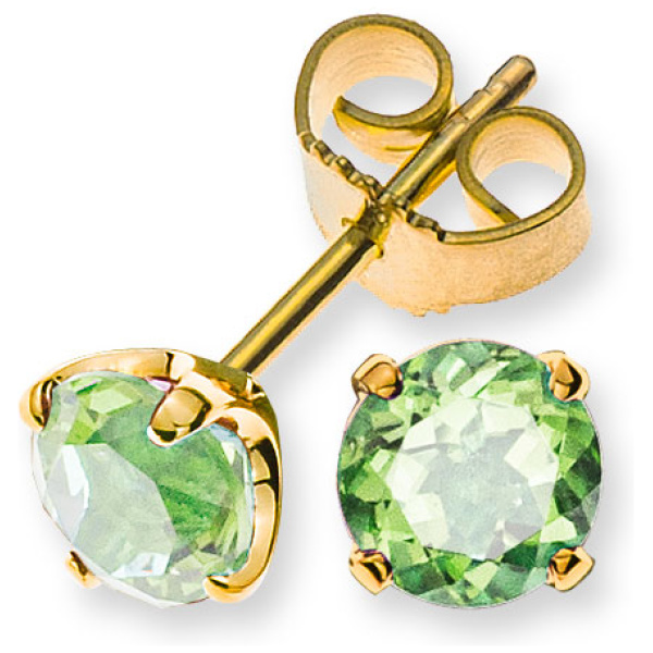 Ohrringe Gelbgold 750 mit 2 Peridots Total 1.12ct. 4-Griff