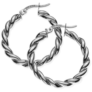 Kreolen Weissgold 750, gekordelt und poliert 28x3.5mm