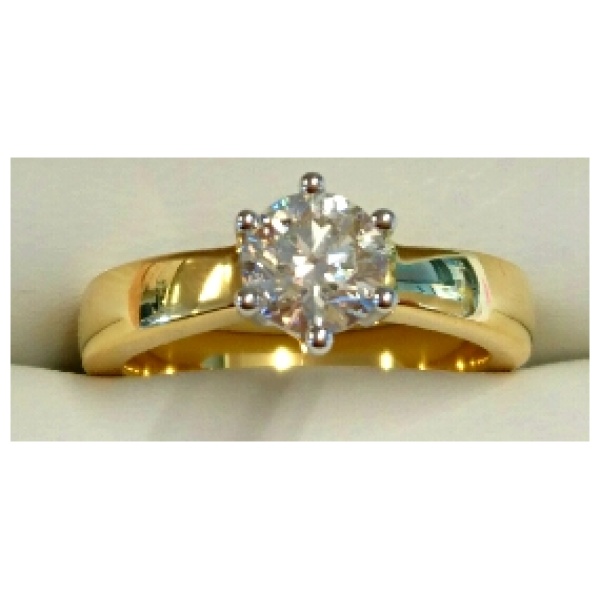 Solitär Ring 6-Griff-Fassung Gelbgold 750 H SI 1.00ct.