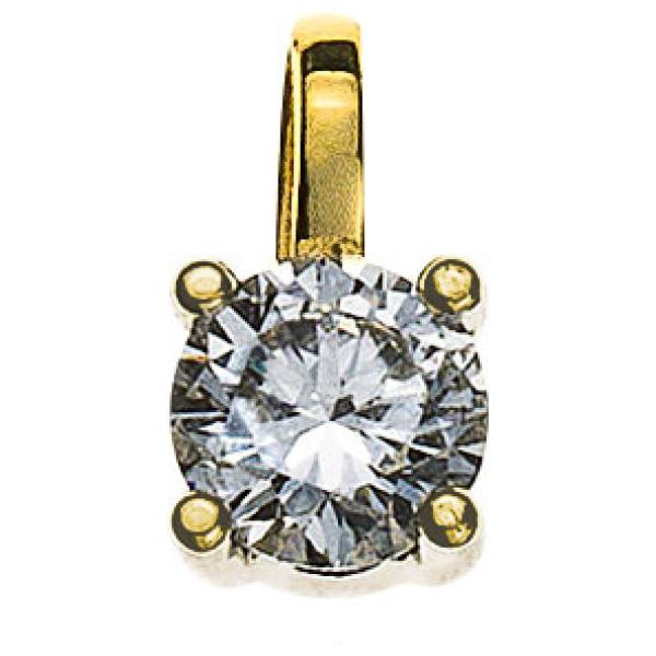 Solitär Anhänger 4-Griff  Gelbgold 750 H SI 0.15 ct.