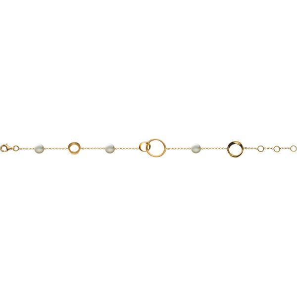 Bracelet Gelbgold 750, mit Perlen und Gold Elementen, 19cm