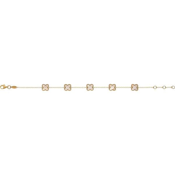 Armband Gelbgold 750, 19cm (17+18cm) mit 5 Perlmuttkreuzen 10mm