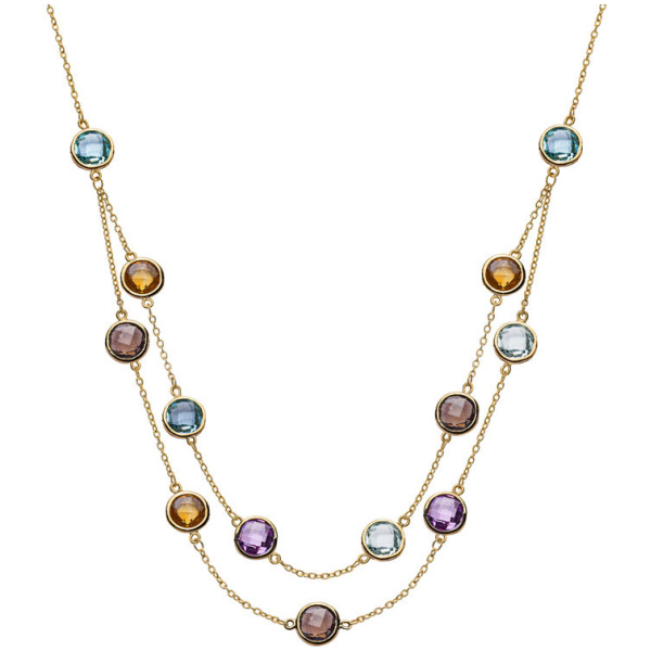 Collier Gelbgold 750 mit13 Farbsteinen, 45cm