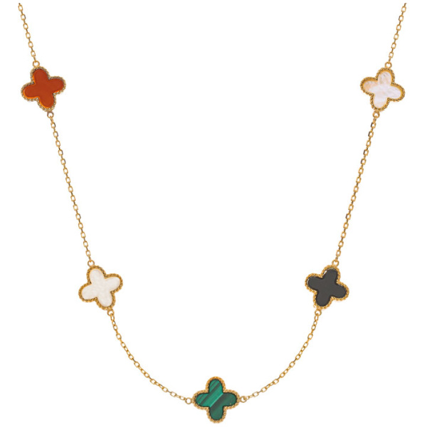 Collier Gelbgold 750, mit Farbsteine, 45cm (40+42cm)