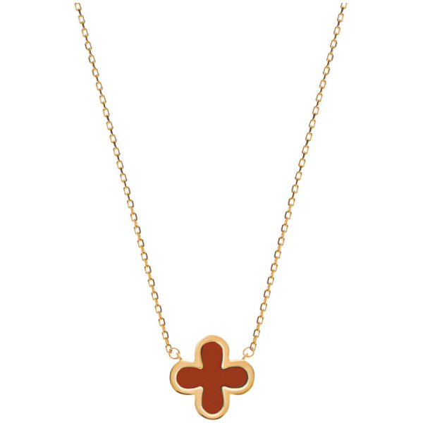 Collier Gelbgold 750, mit 1 Karneol Anhänger, 45cm