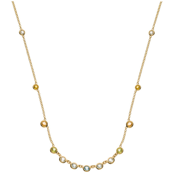 Collier Gelbgold 750 45cm mit 2 Citrinen 0.20ct., 4 grünen Amethysten 0.30ct,