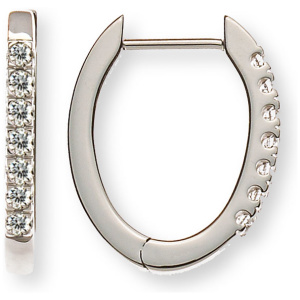 Kreolen Weissgold 750, oval, 14 Brillanten 0.18ct. H SI