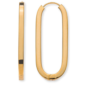 Scharnier-Kreolen Gelbgold 750 ovale Form, poliert,l carréedraht, 40x16x3mm