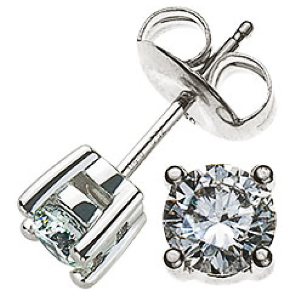 Solitär Ohrstecker 4-Griff-Fassung Weissgold 750 0.76ct.