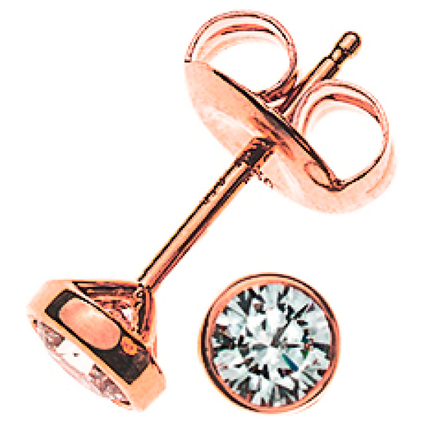 Solitär Ohrstecker Zargen-Fassung Rotgold 750 0.15ct.