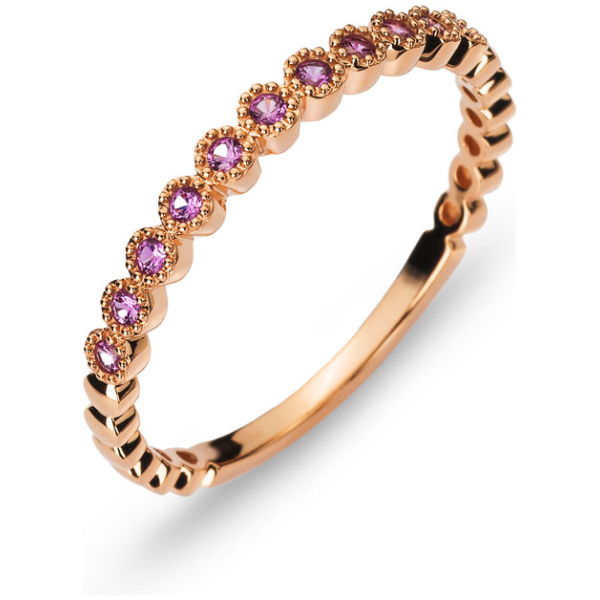 Ring Rotgold 750, mit 11 pinke Safire 0.10ct.