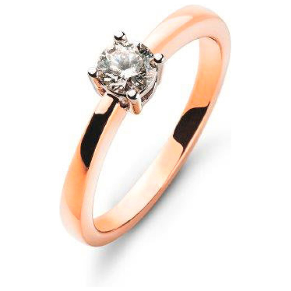 Solitär Ring 4-Griff-Fassung Rotgold 750 H SI 0.20ct.