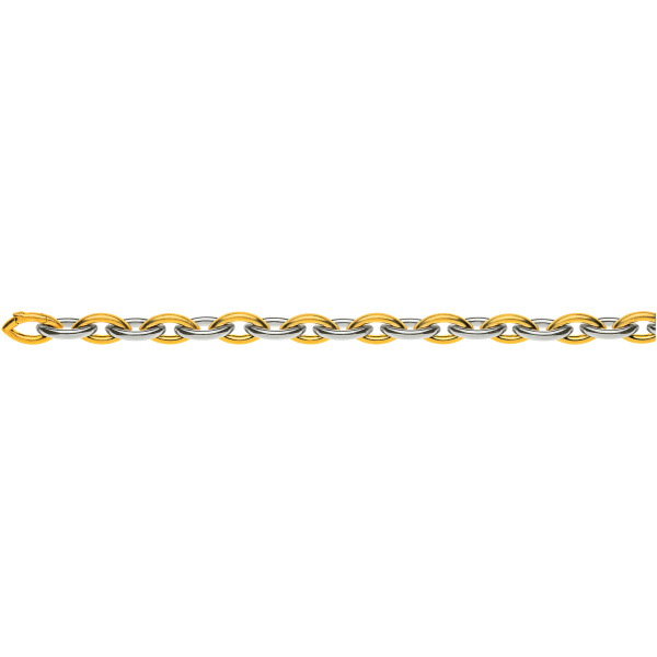Collier Navette Bicolor (Gelb-/Weissgold) 750 Handarbeit 45cm