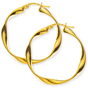 Kreolen Gelbgold 750, Flachdraht D: 30mm B: 3mm, gedreht