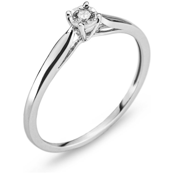 Solitär Ring Weissgold 750 H SI 0.08ct.