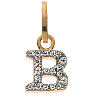 Buchstaben Gelbgold 375 teilrhodiniert mit Zirkonias B