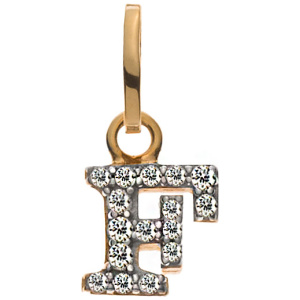 Buchstaben Gelbgold 375 teilrhodiniert mit Zirkonias F