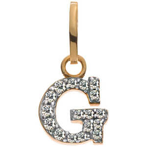 Buchstaben Gelbgold 375 teilrhodiniert mit Zirkonias G