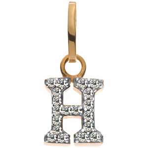 Buchstaben Gelbgold 375 teilrhodiniert mit Zirkonias H