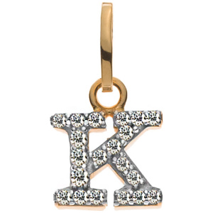 Buchstaben Gelbgold 375 teilrhodiniert mit Zirkonias K