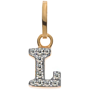 Buchstaben Gelbgold 375 teilrhodiniert mit Zirkonias L