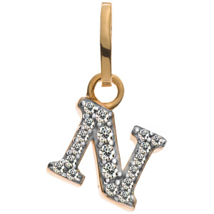 Buchstaben Gelbgold 375 teilrhodiniert mit Zirkonias N