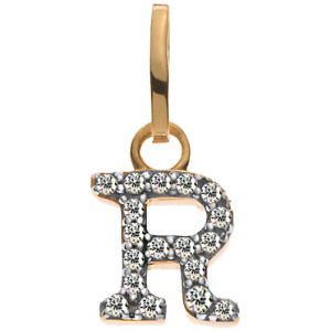 Buchstaben Gelbgold 375 teilrhodiniert mit Zirkonias R
