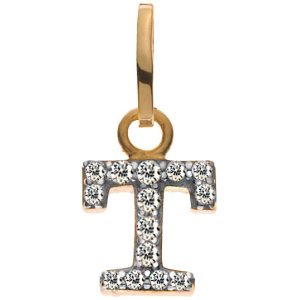 Buchstaben Gelbgold 375 teilrhodiniert mit Zirkonias T