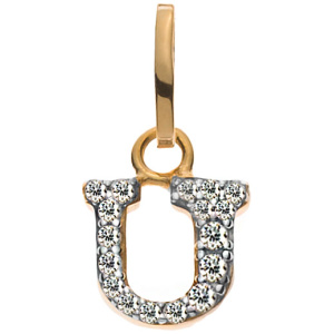 Buchstaben Gelbgold 375 teilrhodiniert mit Zirkonias U