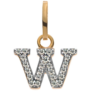 Buchstaben Gelbgold 375 teilrhodiniert mit Zirkonias W