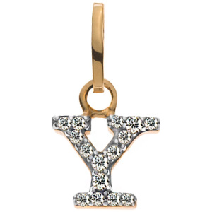 Buchstaben Gelbgold 375 teilrhodiniert mit Zirkonias Y