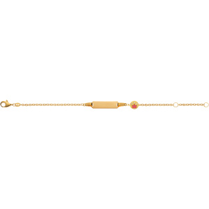 Bébé Bracelet Spiegelanker mit 1 Rosa-weissem EmailleKrönli Gelbgold 375 14 cm
