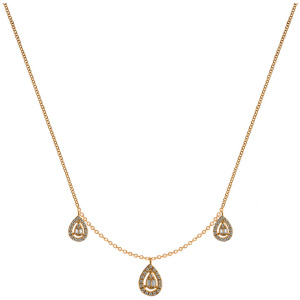 Collier Gelbgold 750 mit 3 tropfenförmigen Anhängern