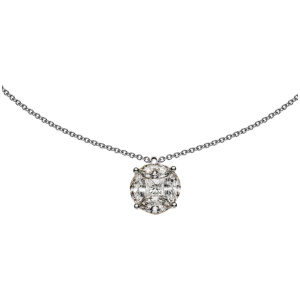 Collier Weissgold 750, 45cm mit Brillanteinhänger, mit 4  Marquise Diamanten