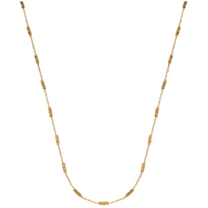 Collier Ankerkette mit Tubegeschliffen, Gelbgold 750,  45cm