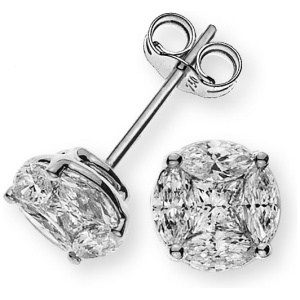 Ohrringe Weissgold 750 mit 8 Marquise Diamanten G VS 0.40ct. und