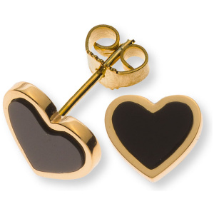 Ohrstecker Gelbgold 750 mit 2 Onyxherzen