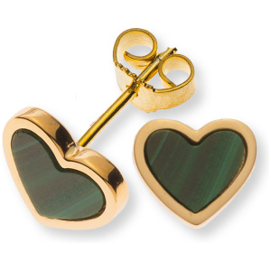 Ohrstecker Gelbgold 750 mit 2 Malachitherzen