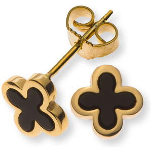 Ohrstecker Gelbgold 750 mit 2 Onyxkreuzen