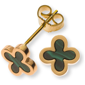 Ohrstecker Gelbgold 750 mit 2 Malachitkreuzen