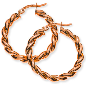 Kreolen Rotgold 750, gekordelt und poliert 28x3.5mm