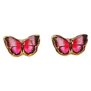 Ohrringe Gelbgold 375 Schmetterling pinkfarben Harz