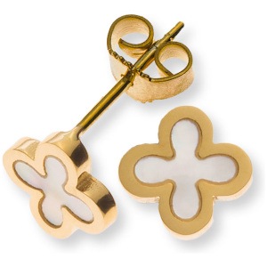 Ohrstecker Gelbgold 750 mit 2 Perlmuttkreuzen