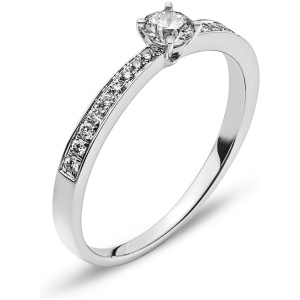 Ring Weissgold 750 mit 18 Brillanten H SI Tot. 0.11ct. & 1 Brillant H SI 0.23ct.