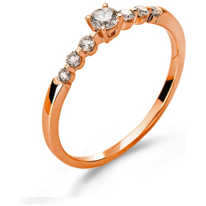 Ring Rotgold 750 mit 6 Brillanten H SI Tot. 0.13ct. & 1 Brillant H SI 0.14ct.